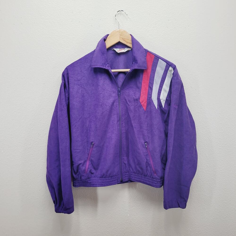 VTG 90s Adidas Track Jacket Fits M/L (Tag S) Cropped Boxy Velour Canada